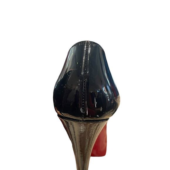 Christian Louboutin Black Patent Leather Lady Peep Stiletto Heels 37.5 / US 7.5 - Picture 10 of 16